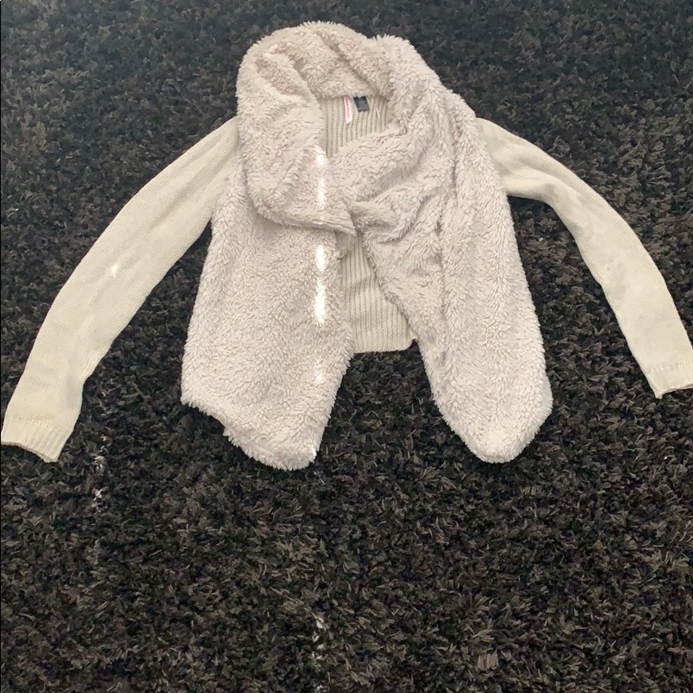 Cream Sherpa Sweater Jacket
